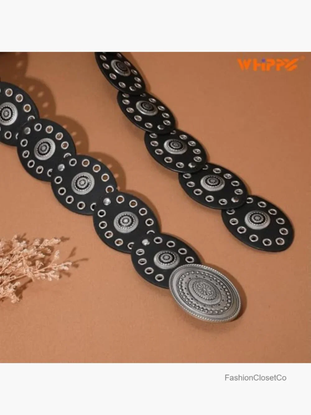 Vintage Boho Western Concho Belt PU Leather Disc Belt for Women Music Festival - Picture 3 of 7